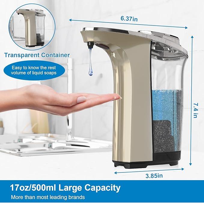 PZOTRUF Automatic Soap Dispenser, Touchless Dish soap Dispenser 17oz/500ml with Upgraded Infrared Sensor, 5 Adjustable Soap Dispensing Levels, Liquid Hand soap Dispenser for Bathroom & Kitchen - ModernBath