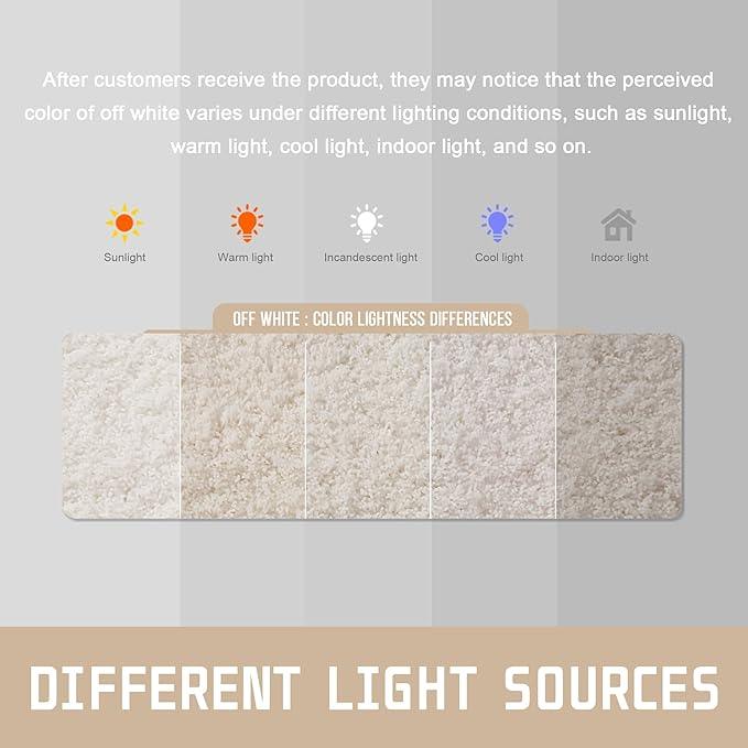 Yimobra U Shaped Toilet Bath Rug, Fluffy Plush, Super Shaggy Soft Non Slip, Water Absorbent Microfiber Bath Mat, Dries Quickly, Machine Washable Thick Bathroom Rugs, 20"x 24", Off White - ModernBath