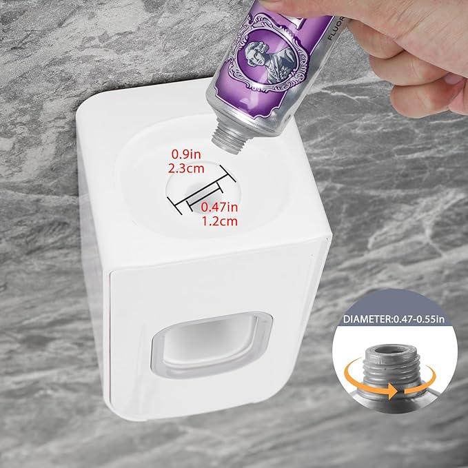 2 Slot Toothbrush Holder and Toothpaste Dispenser Wall Mounted, Automatic Toothpaste Squeezer, 2 in 1 Tooth Brush Toothpaste Organizer for Shower (White 2pack) - ModernBath