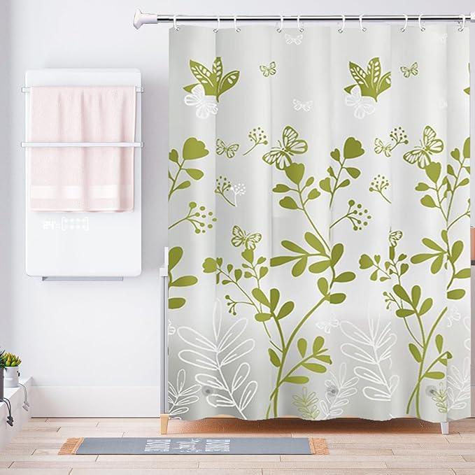 TIKABC Shower Curtain Liner, 4G PEVA Shower Liner, Plastic Waterproof Shower Curtains, with Grommet Holes and 3 Magnetic Weights(Butterfly) - ModernBath