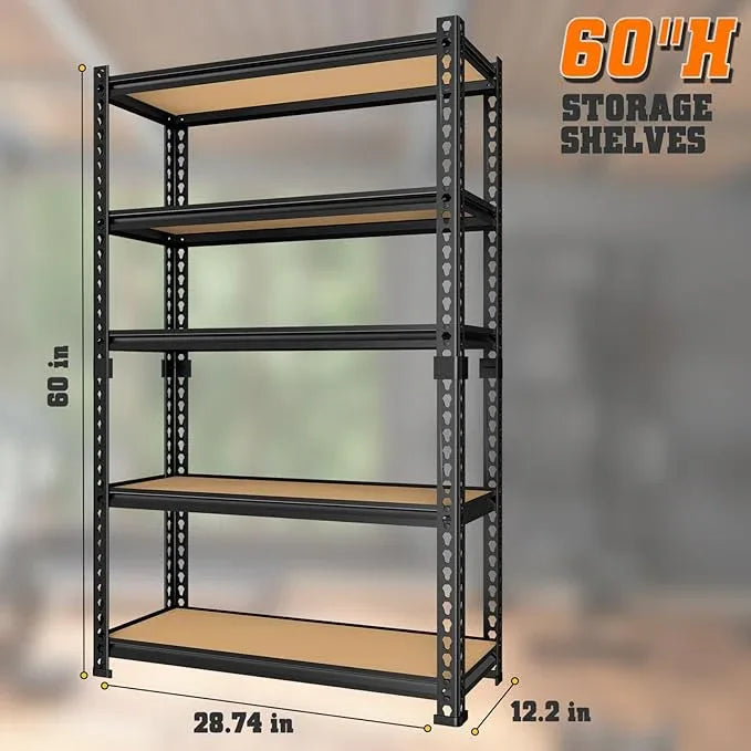 LEVELEVE 5-Tier Storage Shelving Unit, 2020 lbs Capacity,Heavy Duty Adjustable Metal Utility Shelf, 30" L x 12" W x 60" H for Garage, Kitchen, Pantry, Basement, Bathroom, Laundry, 3 Pack - ModernBath