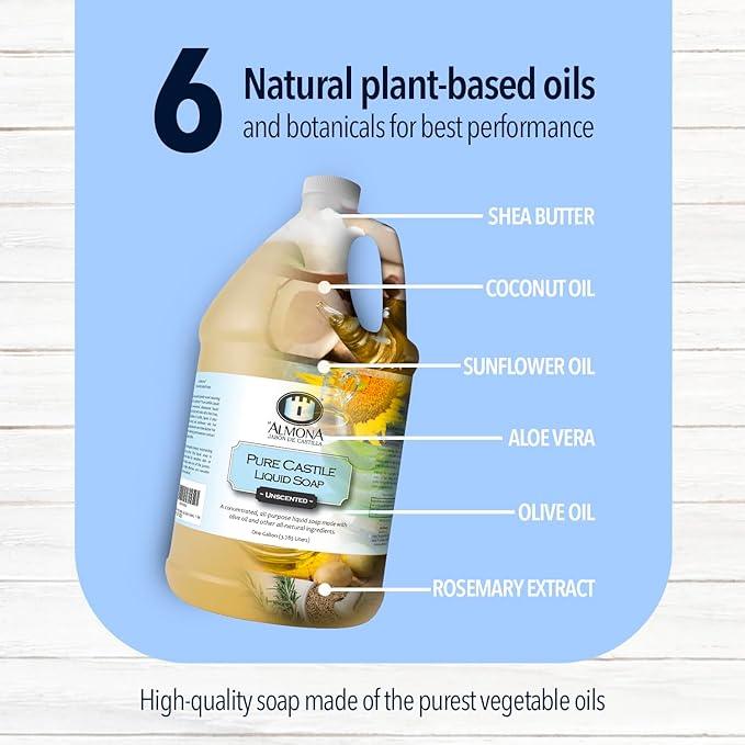 La Almona - Pure Castile Liquid Soap, ORANGE, 1 Gallon - Multipurpose: Hands, Face, Body, Laundry, Dishes & More - For Sensitive Skin, All-Natural Ingredients, Scented with Essential Oils - ModernBath
