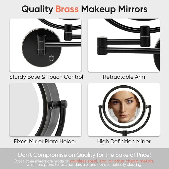 GURUN 8.5 Inch Magnifying Makeup Mirror with 3 Tones Dimmable LED Lights Double Sided Touch Control Vanity Mirror for Bathroom with 10X Magnification M1809DO-T (Oil-Rubbed Bronze/10X) - ModernBath