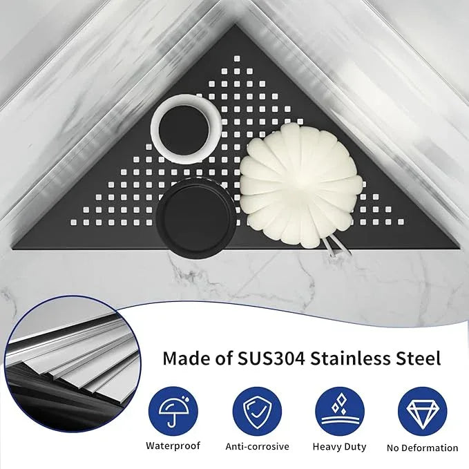 Corner Shower Shelves, 12" Matte Black 304 Stainless Steel Recessed Shelf for Bathroom, Grout in Shelf for Tiled Wall, 2 Pack Large Size - ModernBath