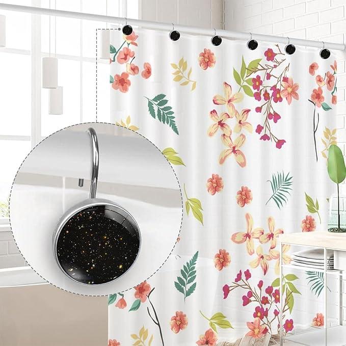 Universe Galaxy Shower Curtain Hooks Set of 12 Rustproof Metal Shower Hooks for Curtains Rods Shower Curtain Rings for Bathroom Living Room Bedroom Decor - ModernBath