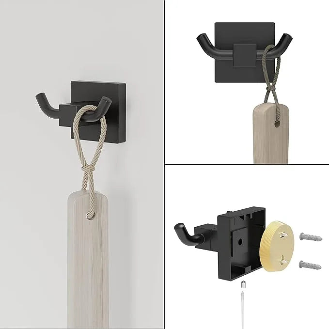 Ruacq 4 Pieces Bathroom Hardware Set Matte Black Square Stainless Steel and Zinc Alloy Modern Wall Mounted,18-Inch Towel Bar,Toilet Paper Holder,Towel Ring,Robe Hook,Bathroom Accessories Kit - ModernBath