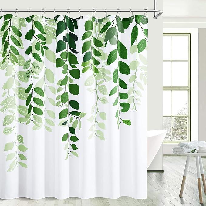 BOODII Green Leaves Spring Shower Curtain for Bathroom Watercolor Fren Eucalyptus Ivy Shower Curtain Set Vine Botanical Garden Jade Green Natural Bath Curtains Bathroom Decor 72x72 - ModernBath
