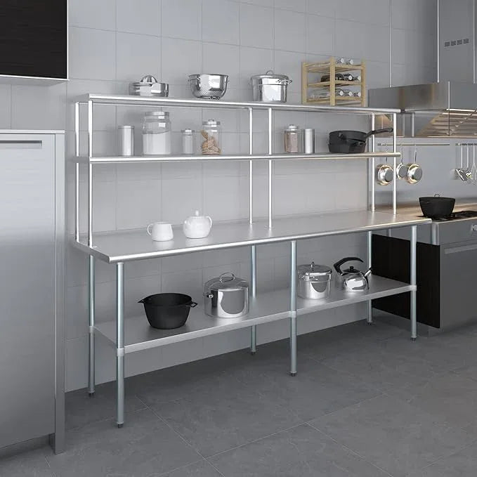AmGood Double OverShelf Stainless Steel NSF - Many (96" Long x 12" Deep) - ModernBath