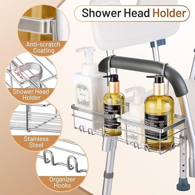DELLAN Hanging Shower Caddy, Shower Rack with Hooks for Shower & Bath Chair, Bathroom Shower Basket for Elderly, Pregnant, Handicap, Patient - ModernBath
