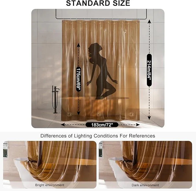 AmazerBath Extra Long Shower Curtain Liner, 100% EVA Clear Amber Heavy Duty 84 inch Shower Curtain and Liner 2-in-1, 72x84 Plastic Weighted Bathroom Shower Liner, 12 Grommets & 3 Heavyweight Stones - ModernBath