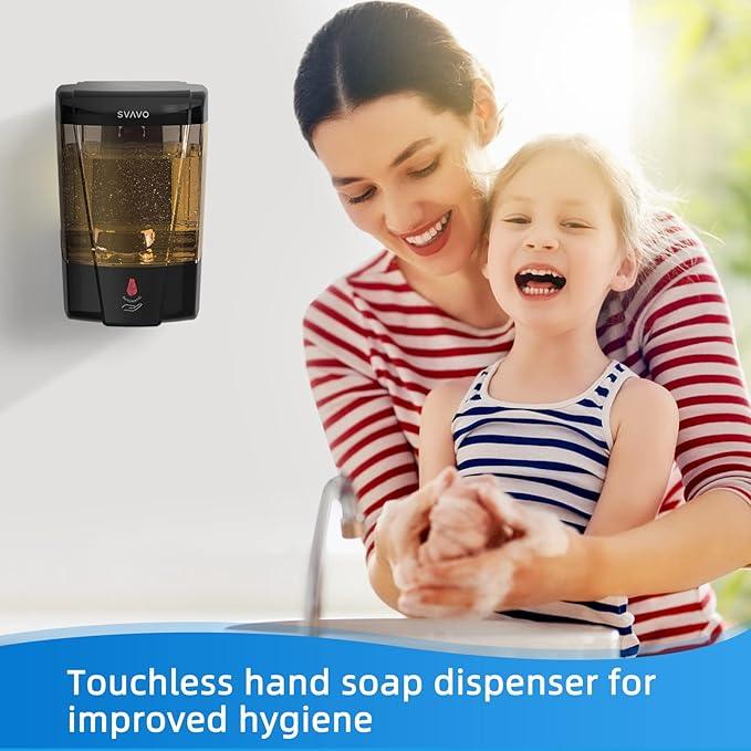 SVAVO Automatic Soap Dispenser Hand Soap Dispenser Wall Mount 600m/21fl.oz, Touchless Electric Sensor Pump Battery Operated for Offices Home Kitchen Bathroom Hotel Restaurant Commercial - ModernBath