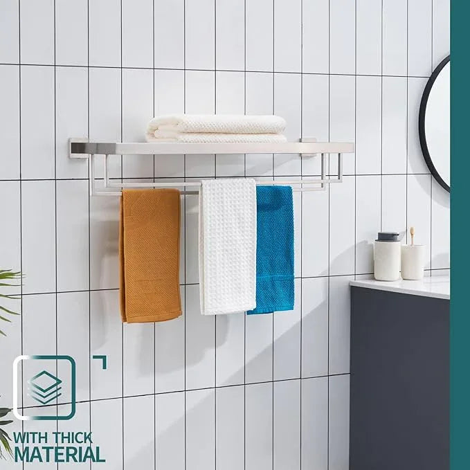 KOKOSIRI Towel Rack 32-Inch Bathroom Towel Shelves with Double Towel Bars SUS304 Stainless Steel Wall Mounted, Brushed Nickel B6003BR-L32 - ModernBath