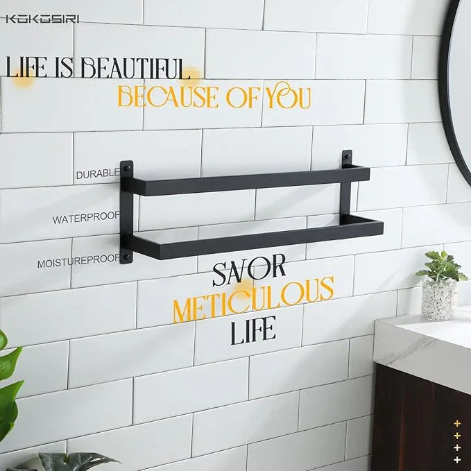 KOKOSIRI Towel Bars Black Bath Towel Holders 24-Inch Bathroom 2-Tiers Ladder Towel Rails Wall Mounted Towels Shelves Rack Stainless Steel, B5008BK-L24 - ModernBath