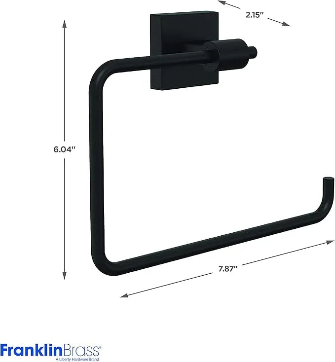 Franklin Brass Maxted (1-Pack) Hand Towel Holder Matte Black Towel Racks for Bathroom Wall Square Towel Ring Holder for Bath Towel Hanger for Kitchen, Bathroom Accessories MAX46-FB - ModernBath