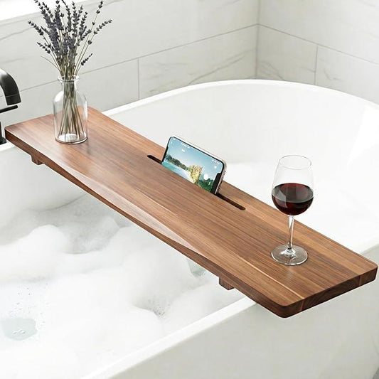 Acacia 1.2" T Wood Bathtub Tray Caddy for Freestanding Tub, 35" L Adjustable Bath Tray for Tub, Luxury Spa Bathroom Tray Organizer Table, Bath Tub Accessories for Women, Housewarming, Birthday Gifts - ModernBath