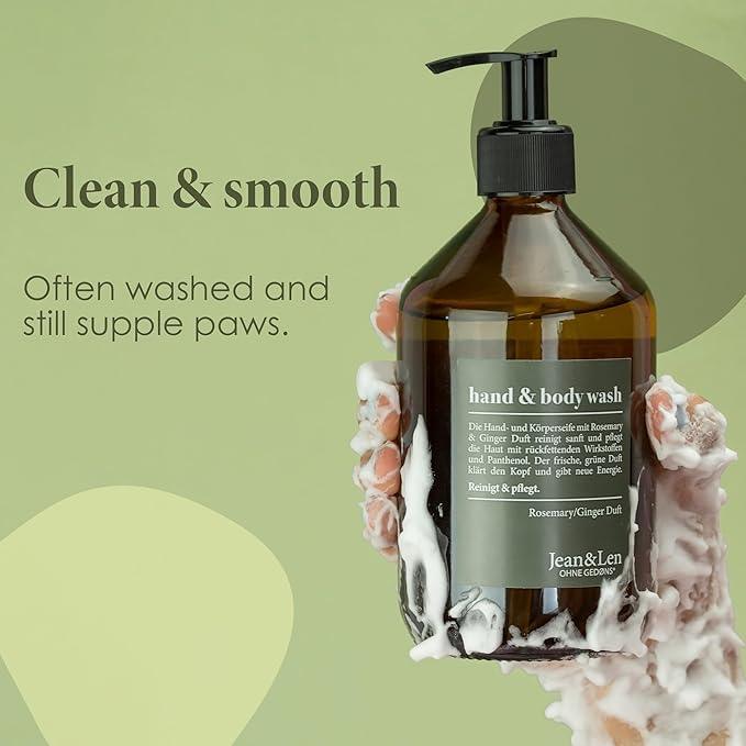 Moisturizing Liquid Hand & Body wash Rosemary Ginger Refill Pack by Jean&Len, silicone and paraben free with natural ingredients, vegan, 50.7 Fl. Oz. - ModernBath