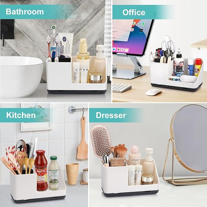 PARKMANI Bathroom Counter Organizer, Bathroom Organizers and Storage, Detachable Toothbrush Holders for Bathroom Vanity Sink Organizer (White) - ModernBath