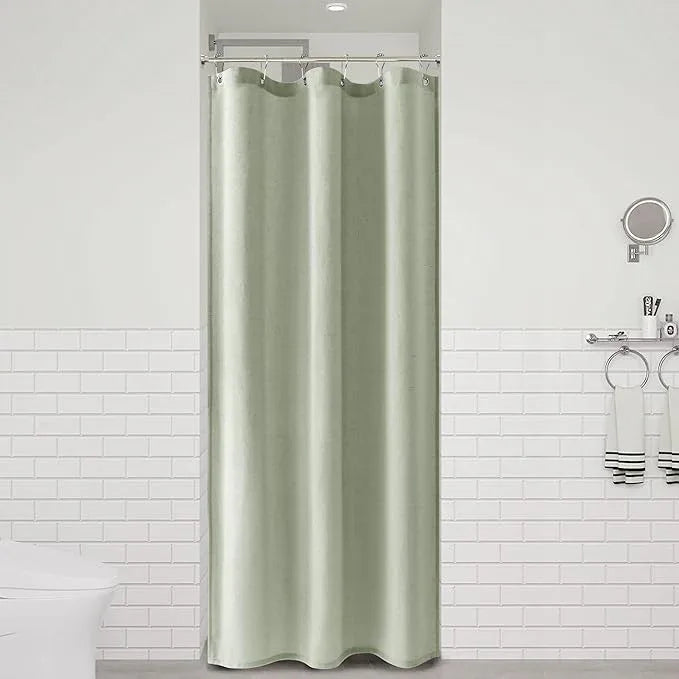 Naturoom Mist Sage 36 Inch Shower Curtain - Stall Narrow Half Linen Ultra Thick Fabric Shower Curtain Set with Hooks, Boho Farmhouse Rustic RV Camper Bath Curtains for Bathroom, 36x72 - ModernBath