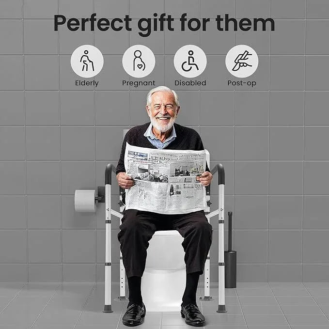Careboda Toilet Safety Rails, Toilet Frame for Seniors, Elderly & Disabled, Toilet Rails Adjustable, Foldable Toilet Handles, Non-Slip Foot Mats, Easy to Store, Fit Any Toilets, 300lbs Capacity - ModernBath
