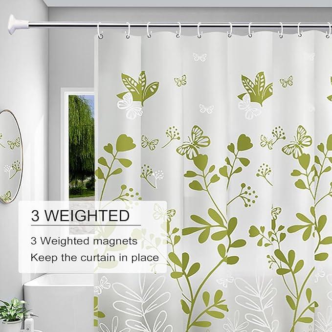 TIKABC Shower Curtain Liner, 4G PEVA Shower Liner, Plastic Waterproof Shower Curtains, with Grommet Holes and 3 Magnetic Weights(Butterfly) - ModernBath