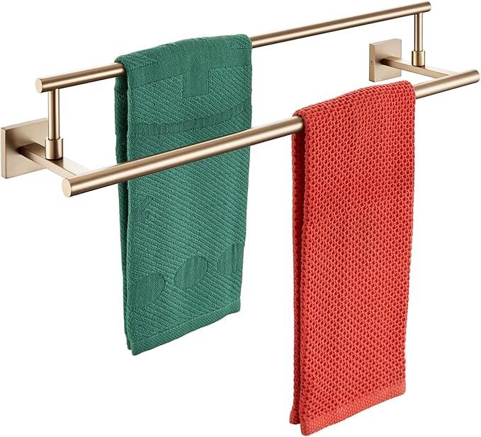 KOKOSIRI Towel Bars 20-Inch Bathroom Towel Holder Champagne Bronze Bath Towel Rails Kitchen Racks for Cabinet Stainless Steel B5009CPG-L20 - ModernBath