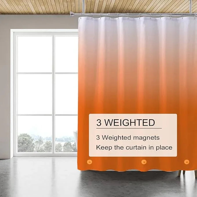 TIKABC Shower Curtain Liner, 4G PEVA Shower Liner, Plastic Waterproof Shower Curtains, with Grommet Holes and 3 Magnetic Weights(Gradient Orange) - ModernBath