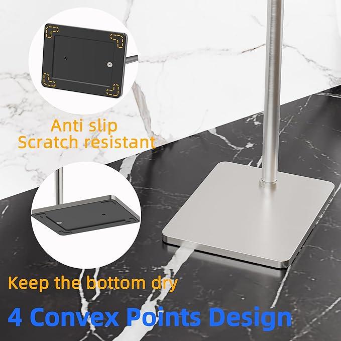 RUACQ Toilet Paper Holder Stand, Bathroom Toilet Paper Roll Holder Free Standing, Toilet Tissue Holder Stand with Post Pivoting Design, Stable Weighted Base, SUS304 Stainless Steel (Brushed Nickel) - ModernBath
