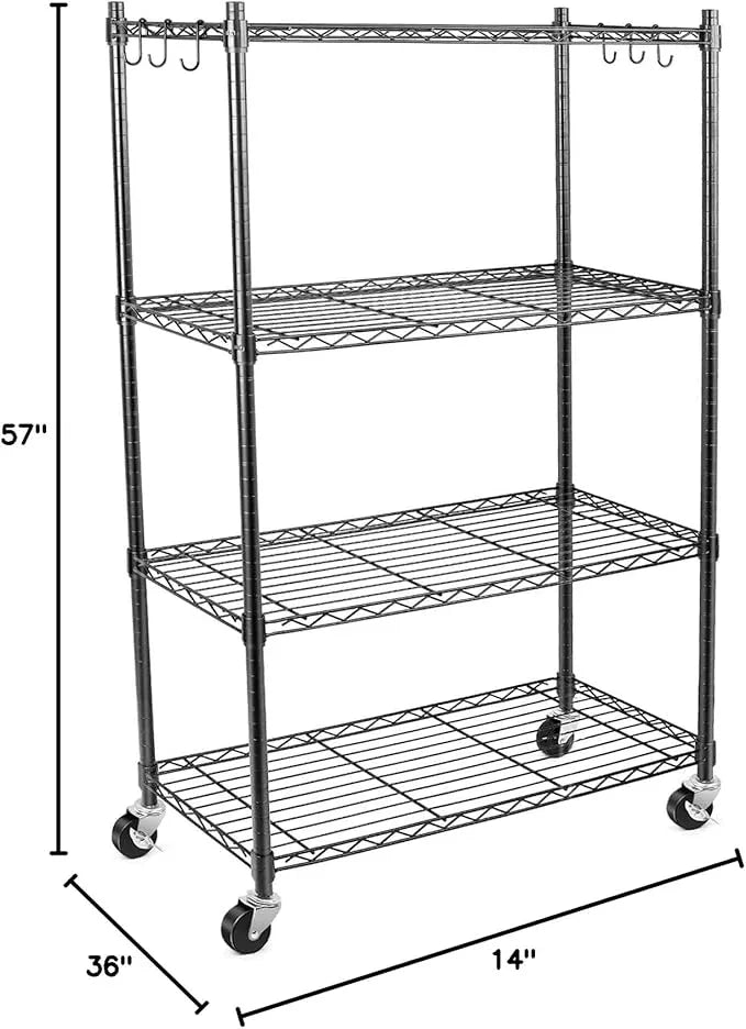 WDT Shelving Storage Units on Wheels Casters, Adjustable Heavy Duty Metal Shelf Wire Storage Rack for Home Office Garage Kitchen Bathroom Organization,36" Wx14 Dx57 H - ModernBath