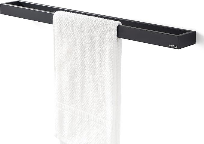 Black Towel Bar, Towel Shelf for Bathroom, Single Towel Holder 24 Inch Wall Mounted, Square Contemporary Bath Towel Rod, Matte Black, 073070-MB Ler Series - ModernBath