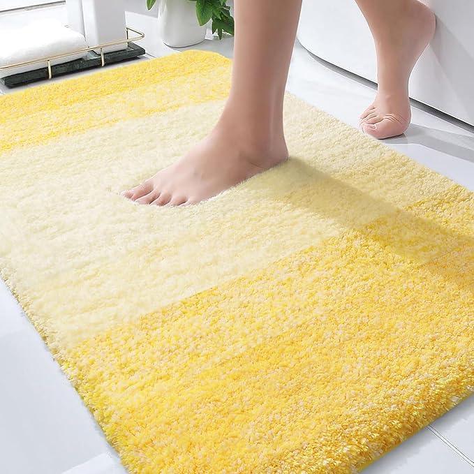 OLANLY Bathroom Rugs Mat 36x24, Extra Soft Absorbent Microfiber Bath Rugs, Rubber Backing, Quick Dry, Machine Washable Bath Mats for Bathroom Floor, Tub and Shower, Home Decor Accessories, Yellow - ModernBath