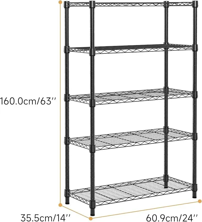 1250 lbs Storage Shelving Utility Shelving Unit 5-Tier Utility Shelving Unit Steel Organizer Wire Rack for Home,Kitchen,Office (13.7" D x 23.6" W x 62.4" H) - ModernBath