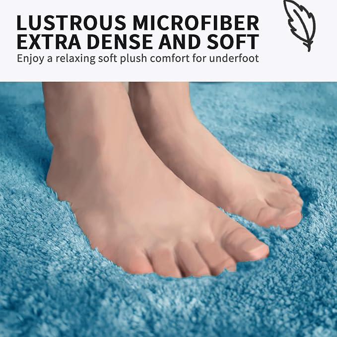 FIFU Bathroom Rugs 24" W x 36" L, Bath Mat for Bathroom, Bedroom, Laundry Room & Kitchen, Non-Slip Rubber Latex Backing, Extra Soft and Absorbent Microfiber Carpet, Machine Washable Rug, Sky Blue - ModernBath