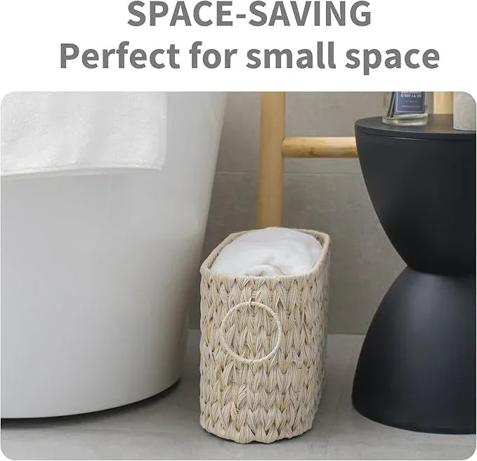 GRANNY SAYS Toilet Paper Storage, Toilet Paper Basket for Bathroom, 6 Mega Rolls Organizer Free Standing, Wicker Basket for Bathroom Storage, Butter Milk - ModernBath