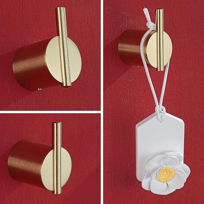 RANDOM Brushed Gold Towel Hook,Gold Hooks for Wall 304 Stainless Steel Towel Hooks for Bathrooms Kitchen Modern Towel Hook Wall Mounted Hand Towel Holder Coat Hooks 2 Pack.96068-8BG2 - ModernBath