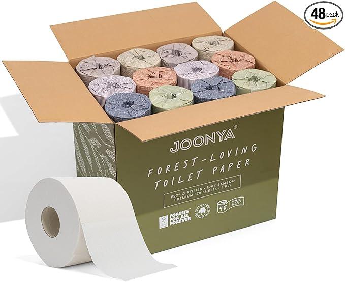 Joonya Bamboo Toilet Paper | 48 Double Length Rolls (370 Sheets) | Pillowy Soft, Ultra Strong | 100% FSC Certified Bamboo - ModernBath