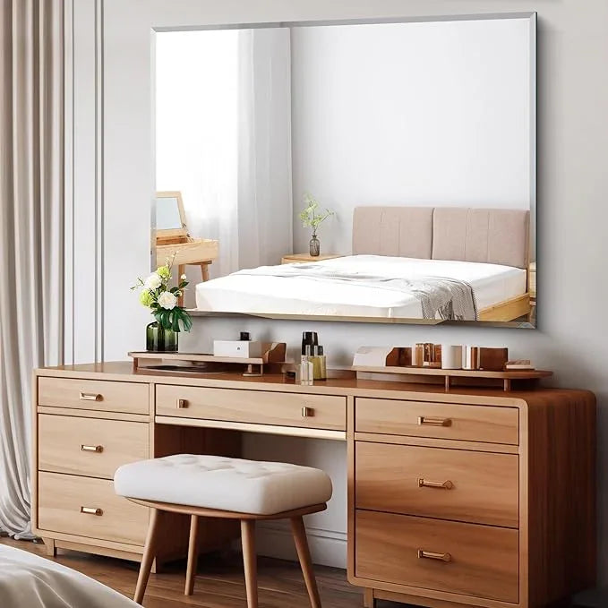 CILIBER Beveled Mirror, 36x48 Inch Large Frameless Bathroom Mirrors for Over Sink, Lightweight Design Beveled Frameless Vanity Mirror, Crystal-Clear 3mm Tempered Glass, Horizontally or Vertically - ModernBath