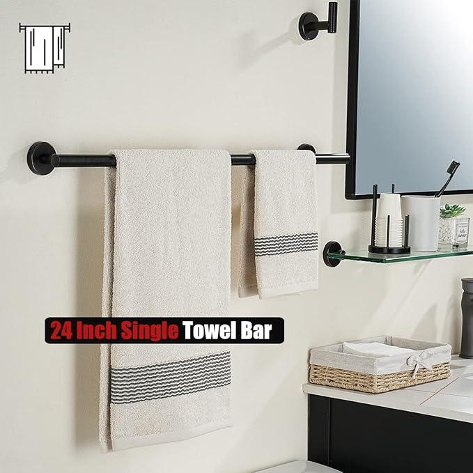 JQK Oil Rubbed Bronze Towel Bar, 27 Inch 304 Stainless Steel Thicken 0.8mm Towel Rack Bathroom, Towel Holder Wall Mount, Useable Length 24 Inch 2 Pack, TB110L24-ORB-P2 - ModernBath