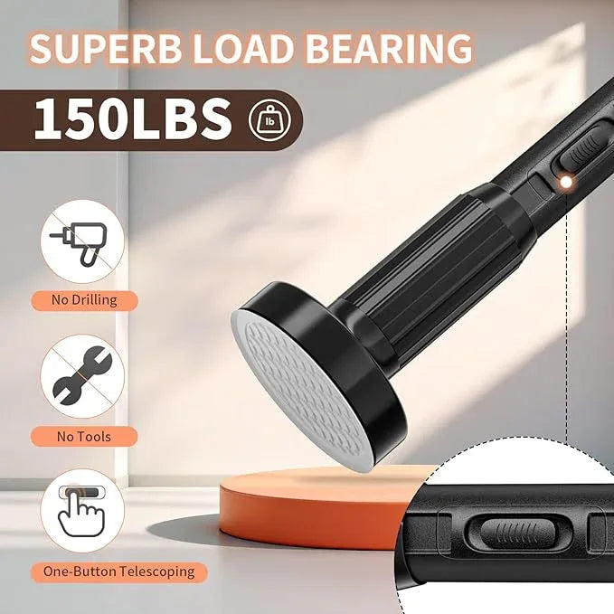 Treije Tension Curtain Rod 39-86 Inch, Curtain Rod No Drilling for Window or Bathroom Patio, Adjustable Heavy Duty Shower Curtain Rod, Easy to Install, Never Rust, Rod Diameter 1.26 Inches-Black - ModernBath