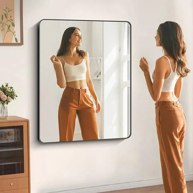 DESBING 40" x 48"Bathroom Mirror, Matte Black Wall Mirror with Metal Frame, Decorative Rectangular Vanity Mirror for Bedroom Bathroom Living Room Entryway (Horizontal/Vertical) - ModernBath