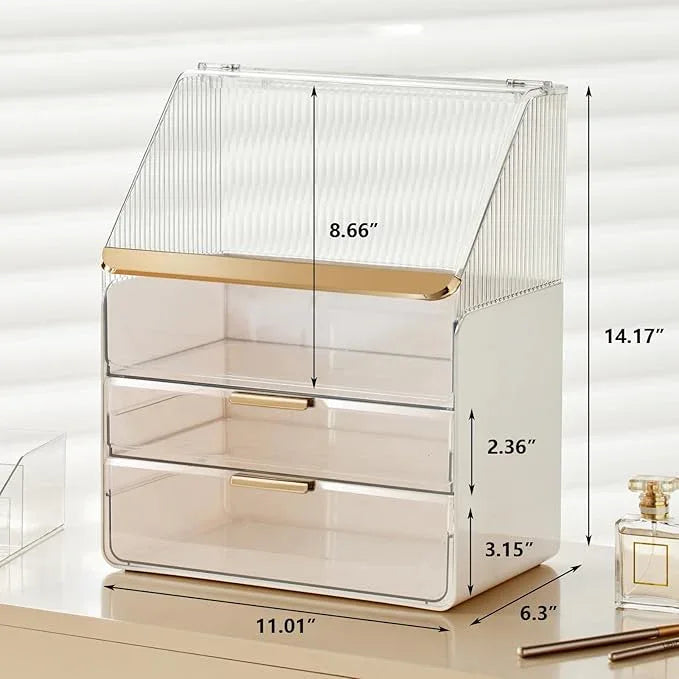 Omeily Large Makeup Organizer Countertop Vanity Organizer Cosmetic Organizer Makeup Storage Box Bathroom Counter Organizer Perfume Skincare Organizers Gift Women Girls Clear Design Easy Visibility - ModernBath
