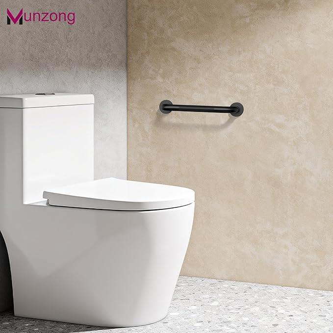 12 Inch Anti Slip Shower Grab Bar, Munzong Oil Rubbed Black Bathroom Grab Bar for Bathtubs and Showers, Knurled Handicap Balance Bar,Safety Hand Rail Support Elderly Senior Assist Bath Handle - ModernBath