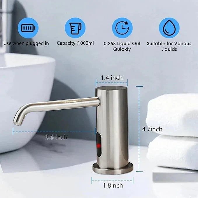 Automatic Soap Dispenser Touchless for Kitchen and Bathroom, Sink Built in Commercial Electric Soap Dispenser,Upgraded Infrared Sensors Brass Material, with Bottle and Pump 33.81oz/1000ml - ModernBath