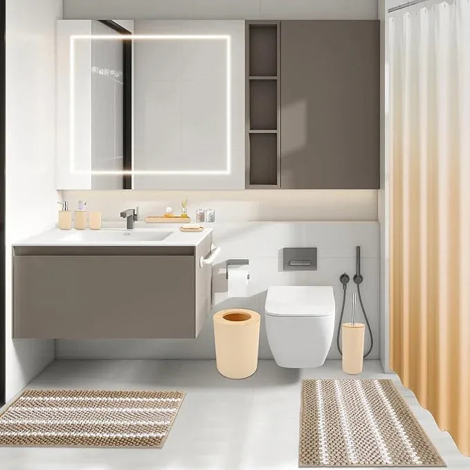 SLDIYWOW Beige Bathroom Accessories Set, Bathroom Sets with Shower Curtain and Rugs for Home Decor/Housewarming - ModernBath