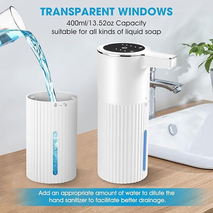 2 Pack Touchless Automatic Soap Dispenser, Smart Sensor Foam Hand Wash Dispenser, USB Rechargeable & Adjustable Customizable for Bathroom Countertop Kitchen Sink, 13.5 oz White Stripes - ModernBath