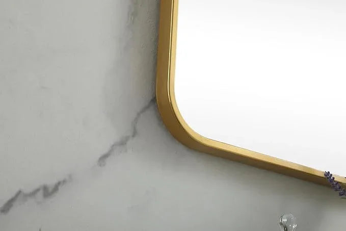 ARS Concepts Aura, Soft Corner Metal Square Mirror 42X42 Inch in, Modern, Brass - ModernBath
