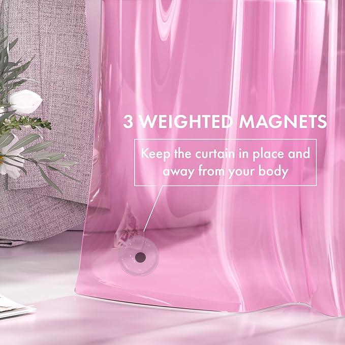 AmazerBath Extra Long Shower Curtain Liner, Clear Pink Shower Liner 84 Inches Long, 72x84 Plastic Shower Curtain Liners, Cute Tall Shower Liner, PEVA Bathroom Shower Curtain Liners & 3 Magnets - ModernBath