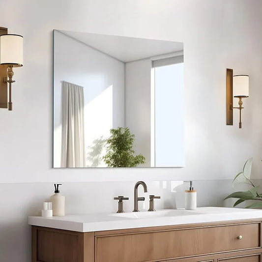 CILIBER 30x30 inch Frameless Bathroom Mirror, Square Frameless Mirrors for Wall, Upgraded Shatterproof Vanity Mirror 3mm Tempered Glass Lightweight Design for Bathroom Bedroom Living Room and Entryway - ModernBath