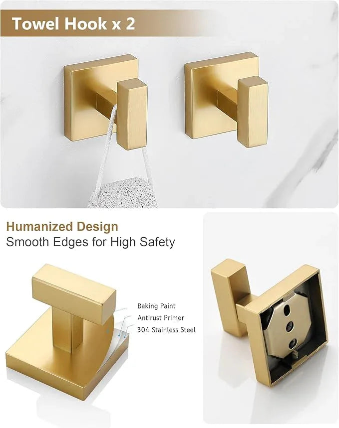 Brushed Gold Bathroom Hardware Set 4 Pieces, Toilet Paper Holder Set SUS304 Stainless Steel Bath Hand Towel Ring for Bathroom Hardware Accessories Set Wall Mounted - ModernBath