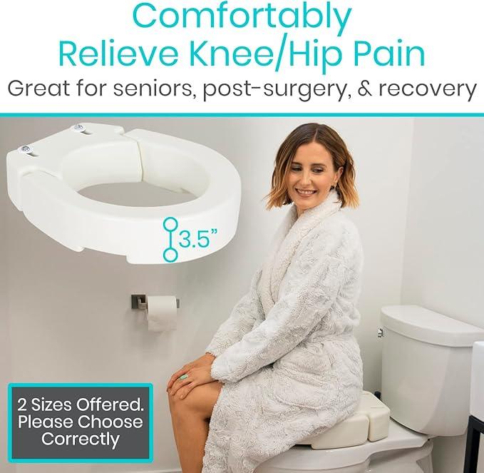 Vive Raised Toilet Seat (Standard, Adds 3.5 Inches) - Elevated Toilet Seat Riser & Extender for Seniors & Handicap - High Rise Toilet Extension for Elderly - Portable Commode Toilet Booster for Adults - ModernBath