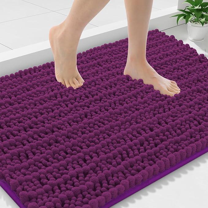 Smiry Bathroom Rugs Mat 36x24, Extra Soft Absorbent Chenille Bath Rugs, Non Slip Rubber Backing Machine Washable Quick Dry Bath Mats for Bathroom Floor, Tub, Shower, Home Decor Accessories, Violet - ModernBath
